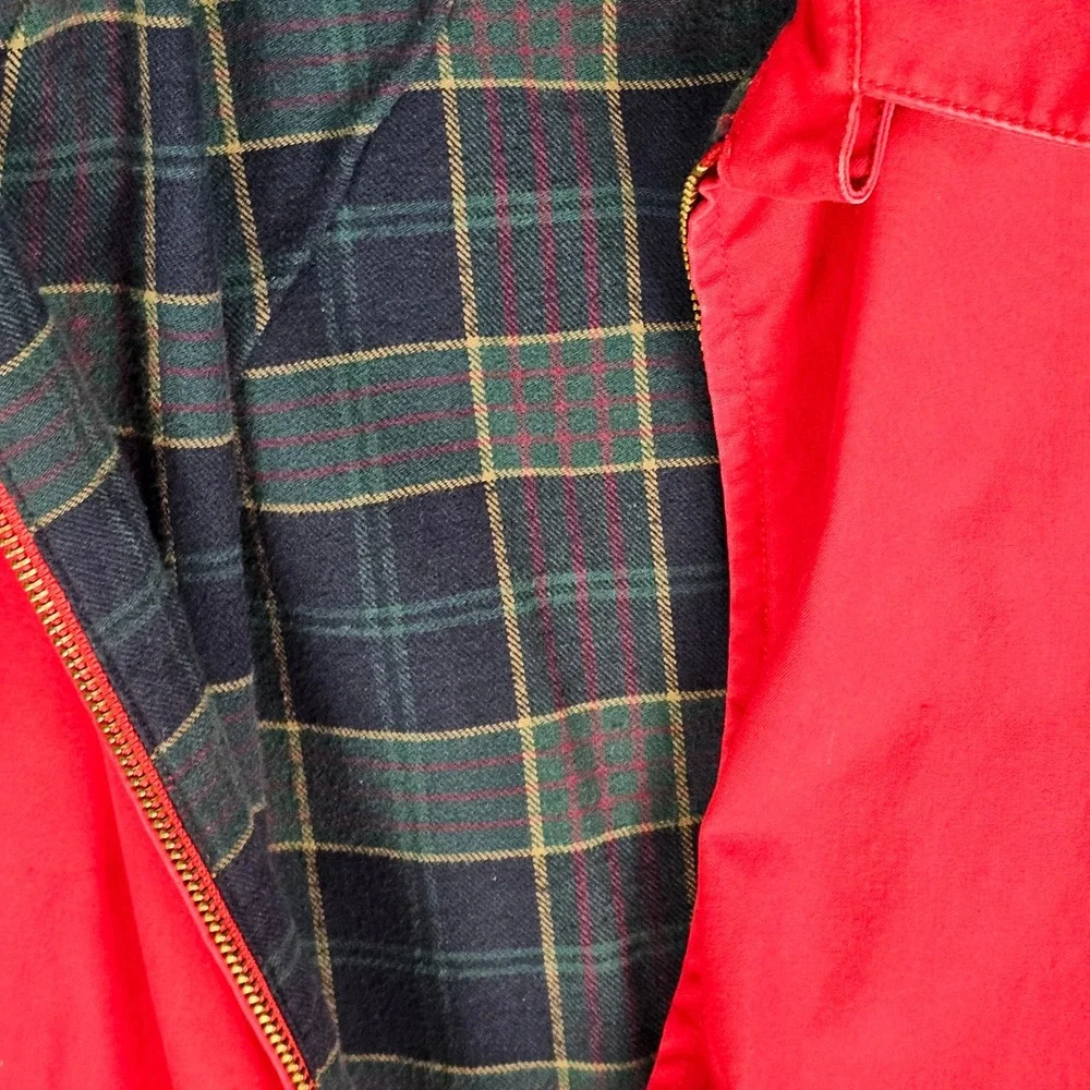 Polo Ralph Lauren Jacket Mens M Red Harrington Plaid Lined Full Zip Pony Vintage